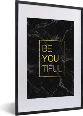 Produktbild von MuchoWow® Gerahmtes Poster Zitate - Sprichwörter - Gold - Marmor 40x60 cm - Poster mit Schwarzem Bilderrahmen Wandposter Rahmen Foto Bilder - Poster in Rahmen