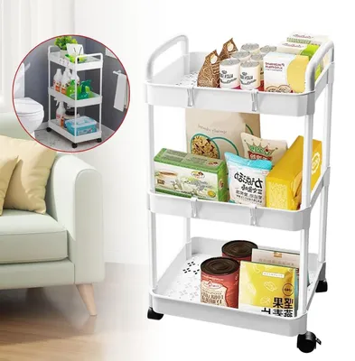 Produktbild von Servierwagen Rollwagen Bastelwagen Aufbewahrungswagen Handwagen 3 Ebene Trolley