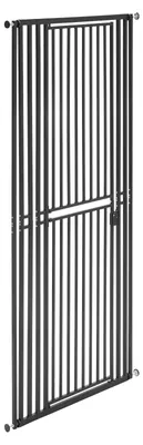 Image de Barrière de sécurité pour escalier SucceBuy, largeur réglable de 70 à 86 cm, barrière de 200 cm de haut pour chats, kit de fixation par pression et au mur inclus, espacement des barreaux de 3 cm, barrière de sécurité pour escaliers, portes et pièces à vivre, noir