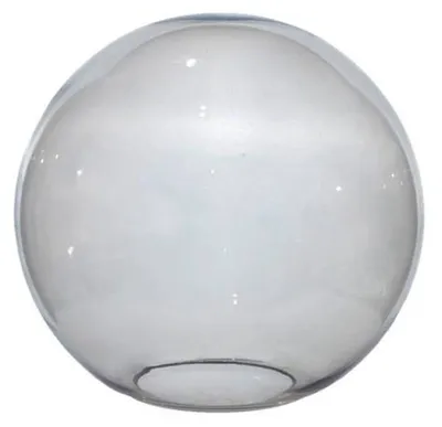 Productafbeelding van Lampenkap van helder, zwart getint glas, diameter 200 mm. Vervangingsglas in bolvorm, met een opening van 80 mm