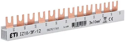 Obrázok produktu pre Zbernica prepojovacia 3 polova 12modulova /hrebeň/ ETI IZ10/3F/12