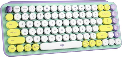 Produktbild von Logitech POP Keys - Tastatur - kabellos - Bluetooth LE, Bluetooth 5.1 - QWERTY - US International - Tastenschalter: Brown Tactile - Daydream