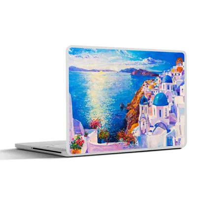 Produktbild von MuchoWow® Laptop Aufkleber Sticker Cover Malerei - Griechenland - Wasser - Öl 25x18 cm - Laptop-Deko