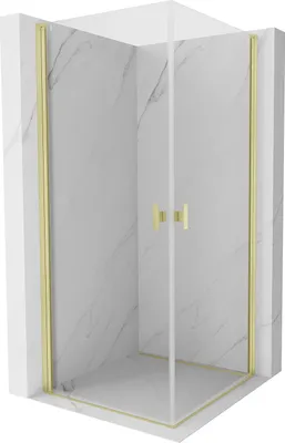 Produktbild von Mexen Mist-B Duo Duschkabine schwenkbar 100 x 100 cm, transparent, gebürstetes Gold - 8A2-100-100-55-00