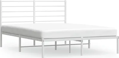 Produktbild von vidaXL Bettgestell mit Kopfteil Metall Weiß 160x200 cm