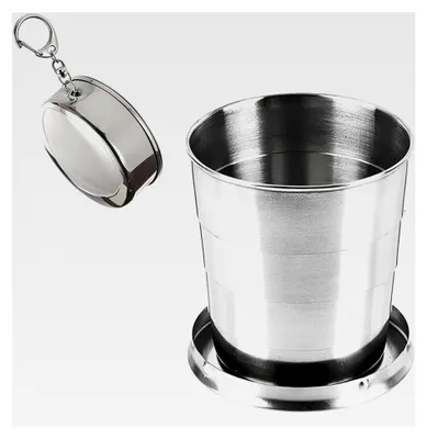 Produktbild von Faltbarer Edelstahlbecher für Camping, Reisen und Outdoor-Aktivitäten (150ML, 1 Stück)