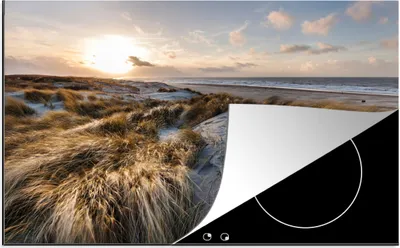 Produktbild von KitchenYeah© Herdabdeckplatte Strand - Meer - Scheveningen - Niederlande , 80x52cm, Küche Deko, Glaskeramikkochfeld Herdabdeckung, Abdeckplatte fùr Kochfeld
