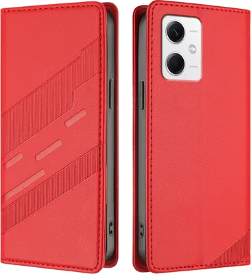 Produktbild von Hülle für Xiaomi Poco X5, Kunstleder Brieftaschen Handyhülle mit Kartenfach und Standfunktion Rot