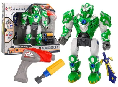 Produktbild von Leantoys Robot Do Skr?cania Bro? Wiertarka ?rubokr?t ?wiat?a D?wi?k Zielony