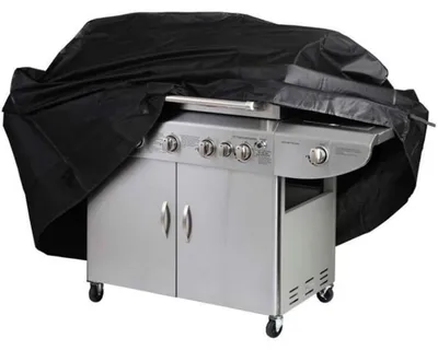 Image de Housse de protection pour barbecue, imperméable, en tissu Oxford, noire, dimensions : 100 x 60 x 150 cm