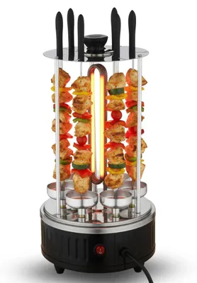 Vertikaler Grill 1000 W, für 6 Spieße, 360° Drehgrill