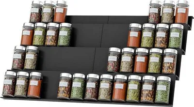 Produktbild von Famanu Kräuterregal für Schublade Set von 8 - Organizer für Küchenschublade - 304 cm bis 608 cm - Kräutereinsatz mit 4 Etagen