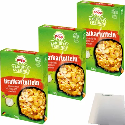 Produktbild von Popp Bratkartoffeln 3er Pack (3x500g Packung) + usy Block