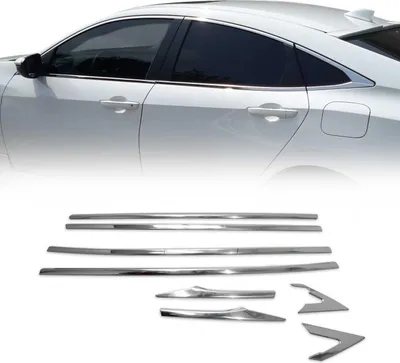 Obrázek produktu pro Okenní lišty pro Honda Civic X 2016-2021 notchback z nerezové oceli 8ks