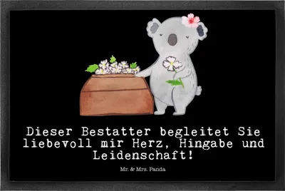 Produktbild von Mr. & Mrs. Panda fußmatte Bestatter Herz 50 x 75 cm - Schwarz - Geschenk, Fußabtreter, Bodenvorleger, Schmutzfangmatte, Eingangsteppich, Schmutzmatte