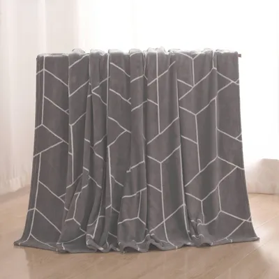 Produktbild von Kuscheldecke Tagesdecke Geometrisch Grau Kuschelig Flauschig Warm Soft Wohndecke, Größe:150x200 cm