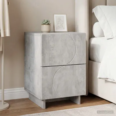 Imagen del producto de vidaXL Mesita de noche, color gris cemento, 33,5 x 34,5 x 50 cm, material de madera