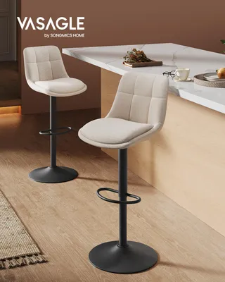 Produktbild von VASAGLE Barhocker Barstühle 2er St., höhenverstellbar, drehbar, weiß