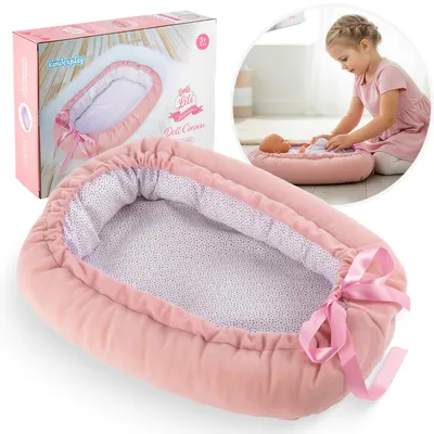 Produktbild von Puppen-Kokon 43 cm – weich & wendbar – rosa/weiß – für Puppen bis 43 cm