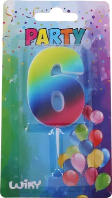 Produktbild von Partykerze Nummer 6 Regenbogen