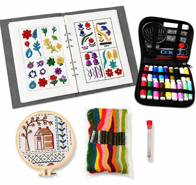 Stick-Set für Anfänger, 3-teilig, Buch + Garn + Zubehör