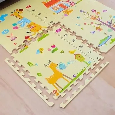 Produktbild von Krabbelmatte Puzzelmatte Spielmatte für Babys und Kleinkinder EVA Schaumstoff 4 tlg, 60 x 60 x 1,0 cm, Giraffenmuster, für Babys und Kinder