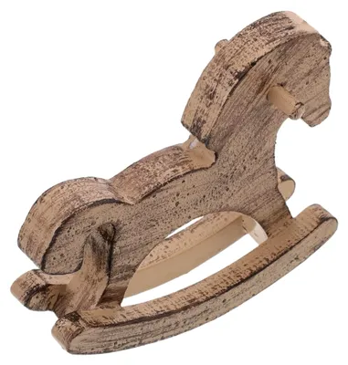 Produktbild von Handbemaltes Vintage Schaukelpferd aus Holz - Miniatur Holzpferd Skulptur mit detaillierter Bemalung - Stabiles Tischornament für Büro, Wohnzimmer, Schlafzimmer und kreative Wohnkultur