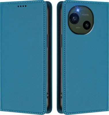 Produktbild von Handyhülle für Sharp Aquos R10, Kunstleder Klapphülle Stoßfeste Magnetische Hülle mit Ständer Blau
