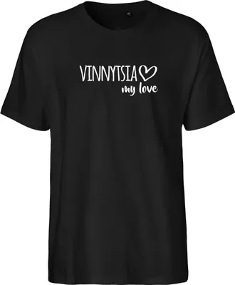 Produktbild von Huuraa Herren T-Shirt Vinnytsia my love S Black Bio Baumwolle Fairtrade Herrenshirt Geschenkidee