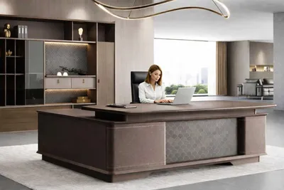 Produktbild von Moderner Eckschreibtisch mit Büroschrank Set Elegante Büroeinrichtung