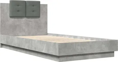 Produktbild von Bettgestell mit Kopfteil Betongrau 90x190 cm Holzwerkstoff