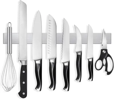 Image de Barre magnétique couteau inox 40cm autocollante - Porte-couteau magnétique