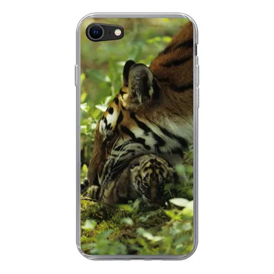 Produktbild von MuchoWow® Handyhülle Schutzhülle Hülle für iPhone 8 Tiger - Pflanzen - Jungtier Silikon Softcase Handy Hülle - Schutzhaube