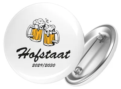 Produktbild von Huuraa Button Hofstaat 2029/30 Bierkrug Schützenfest 59mm rund mit Sicherheitsnadel Ansteckbutton Geschenkidee