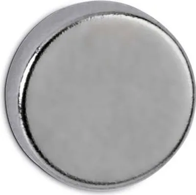 Produktbild von MAUL Magnet rund 10 Stück 2 kg Stahl Metall Neodym magnetisch Ø 1 x 0.3 cm silber