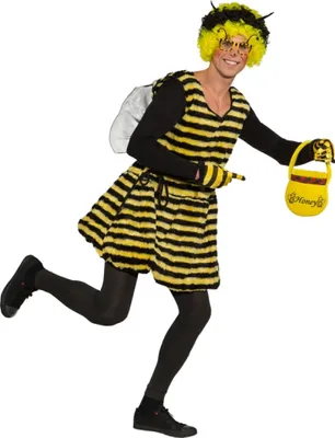 Produktbild von O969H-54 gelb-schwarz Herren Bienen Kostüm Kleid Gr.bis 54 und 175-190 cm Körpergröße (Einheitsgröße)
