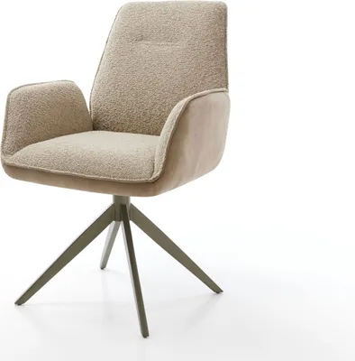 Produktbild von DELIFE Drehstuhl Zoa-Flex Materialmix Schlamm Kreuzgestell breit Effektfinish Titan 360° drehbar Wippfunktion Taschenfederkern