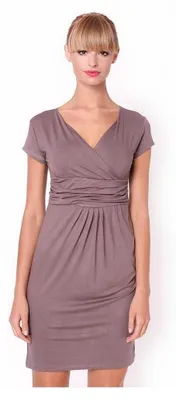 Produktbild von Damen MAMA Minikleid V-Ausschnitt Umstandsmode; Cappuccino XS/S 34/36
