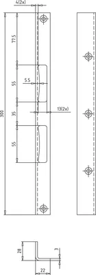 Produktbild von SH-Winkelschließblech eckig Blindlappen 28mm, Gr. 28x22x300x3 mm,verzinkt silber