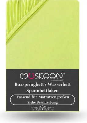 Produktbild von Premium Jersey Spannbettlaken 180x200 cm - 200x220 cm + 40 cm Boxspringbett mit Elasthan apfelgrün