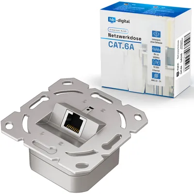 Produktbild von hb-digital LAN Dose CAT 6a Netzwerkdose Unterputz 1 x RJ45 ohne Abdeckung