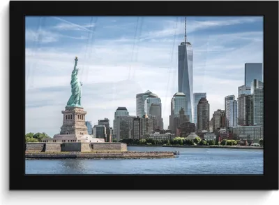 Produktbild von MuchoWow® MuchoWow® Gerahmtes Poster New York - Freiheitsstatue - Wasser 30x20 cm - Poster mit zchwarzem Bilderrahmen - Kunstdruck - Bild-Poster