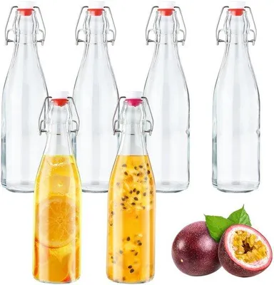 Productafbeelding van Set van 6 Glazen Flesjes 500 ml met Draaidop - Voor Likeuren en Sauzen