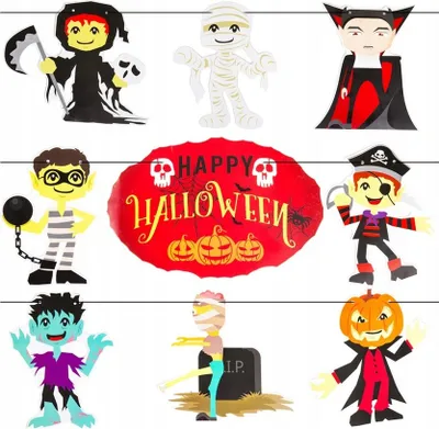 Produktbild von Papiergirlande Halloween Vampir Hexe Geist