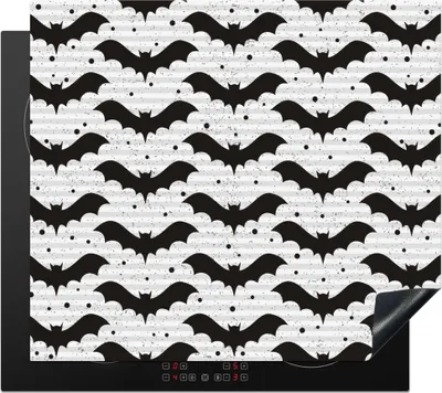 Obrázok produktu pre KitchenYeah® Kryt na sporák netopier - vzor - Halloween, 57x51cm, kuchynská dekorácia, keramický kryt varnej dosky, krycia doska na varnú dosku