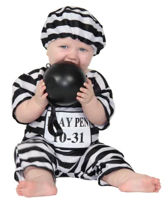 Produktbild von Babykostüm Gefangener Sträfling Kostüm Jumpsuit Gr. 68-86, Größe:68/74