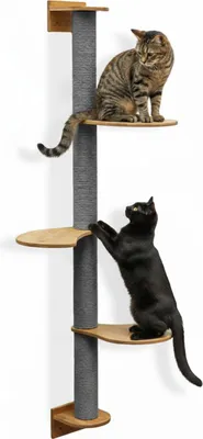 Produktbild von 175 cm Wandkratzbaum mit 3 Plateaus für Katzen - Sisal Kratzbaum zur Wandmontage