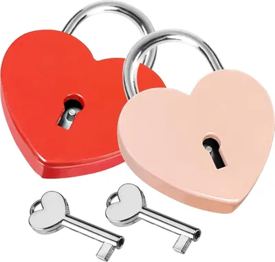Produktbild von Herzförmiges Schloss mit Schlüssel - mini-vintage Schlüssel - Liebesschloss - mini-dekoratives Vorhängeschloss für Tagebuch - Reisen - lose Schmuckstücke - Aufbewahrungsbox - romantische Accessoires
