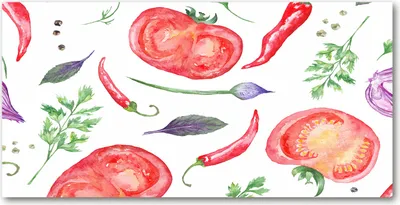 Produktbild von Tulup® Glas-Bild - 100x50 -Wandkunst - Wandbild hinter gehärtetem Sicherheitsglas  - Essen & Getränke - Tomaten Gewürze - Rot
