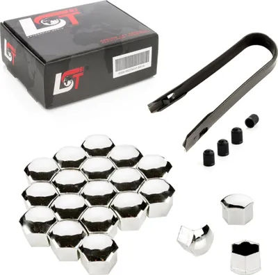 Produktbild von 20x Radschraube Kappen Set 17mm chromfarben für CITROEN PEUGEOT DACIA RENAULT